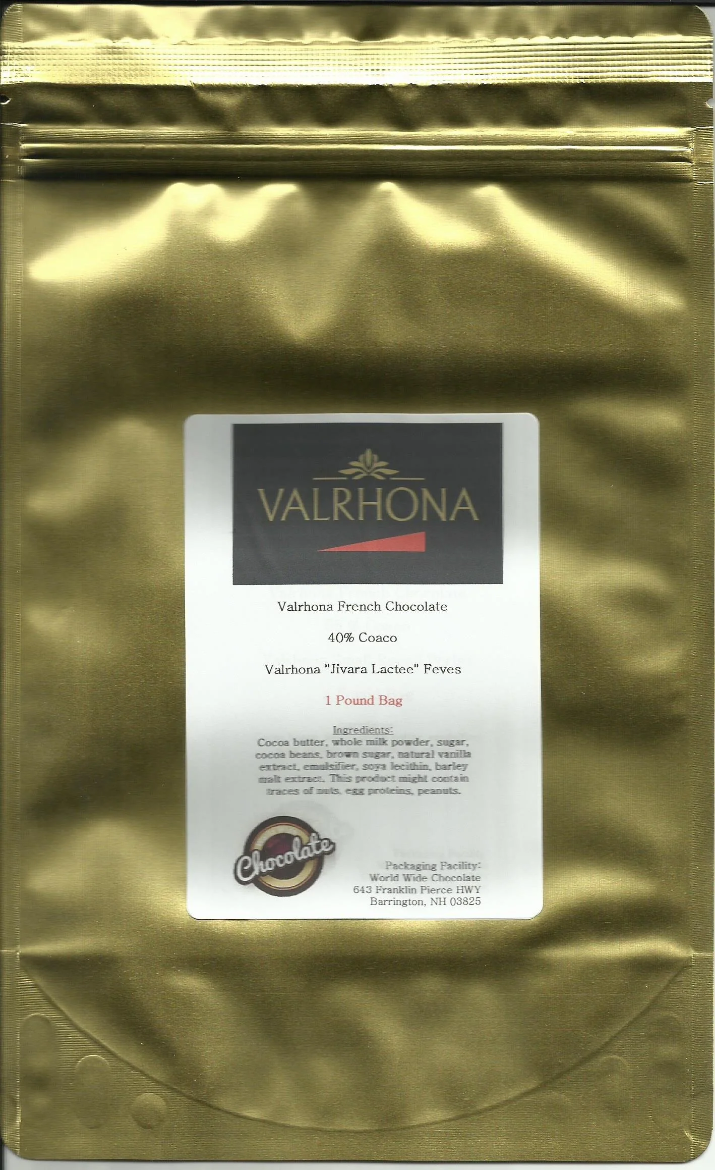Valrhona 4658 Jivara 40% Milk Chocolate Callets 1 lb - Ships Free Within Canada on Orders Above CAD $199