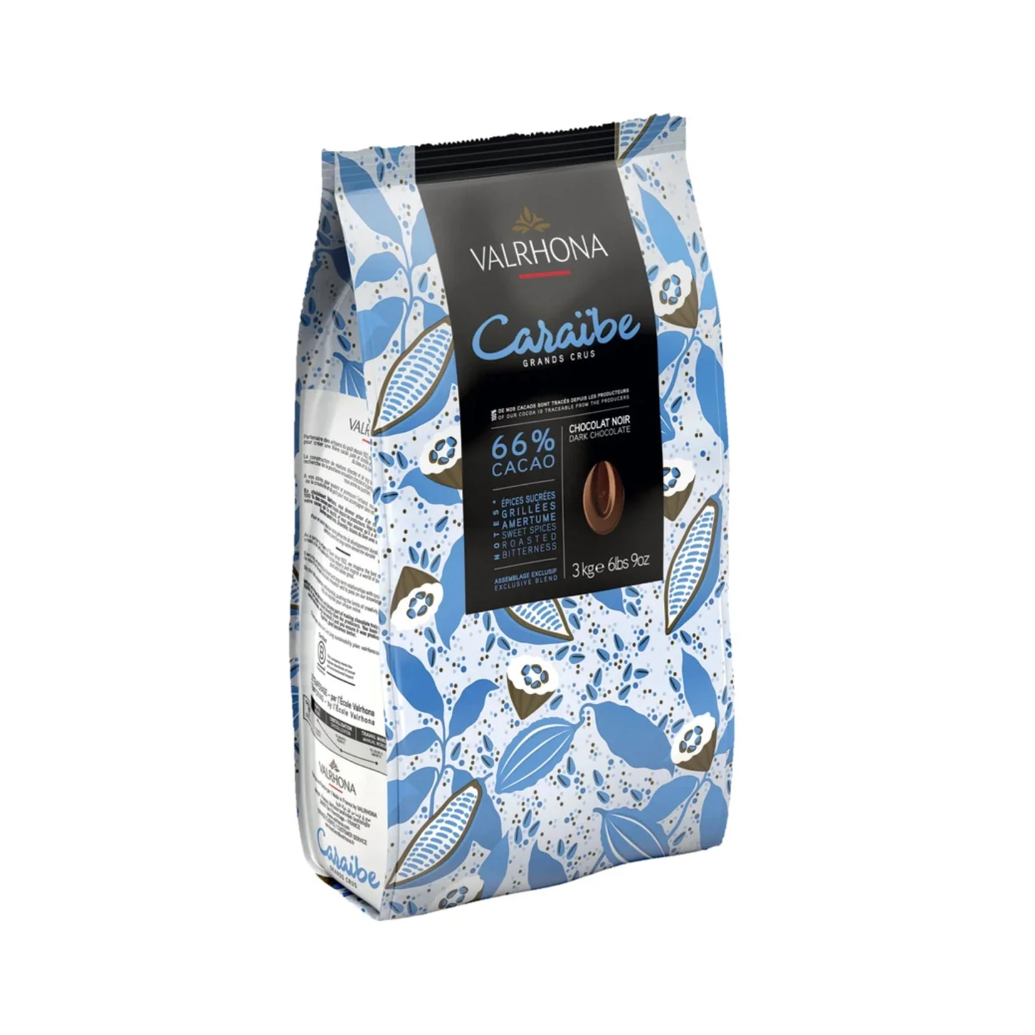VALRHONA Caraibe 66% – Dark Chocolate Couverture - 3kg - Canadian Distribution - Ships Free Within Canada on Orders Above CAD $199