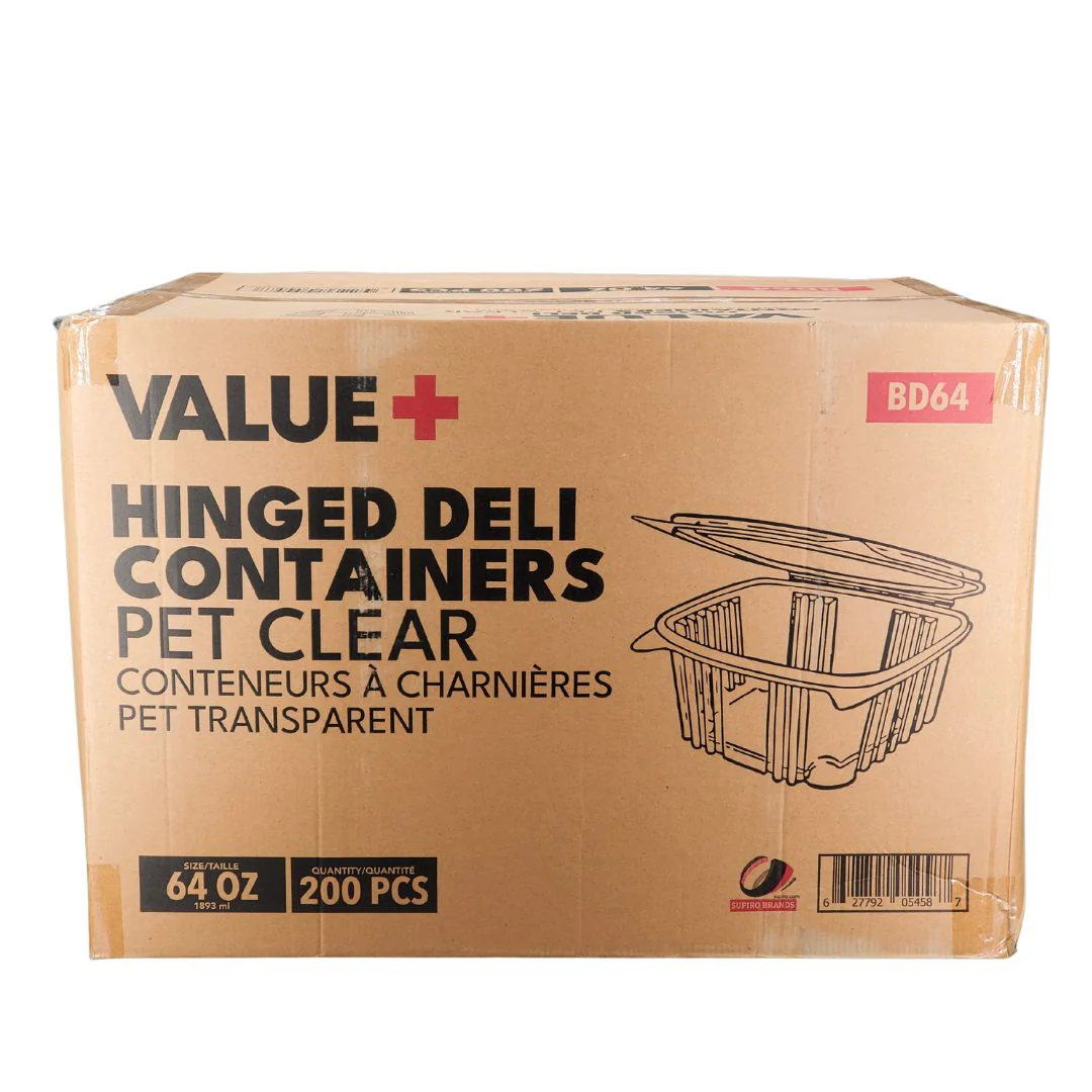 Value+ - 64 oz Clear Hinged Deli Containers - PET - BD64 - Image 3