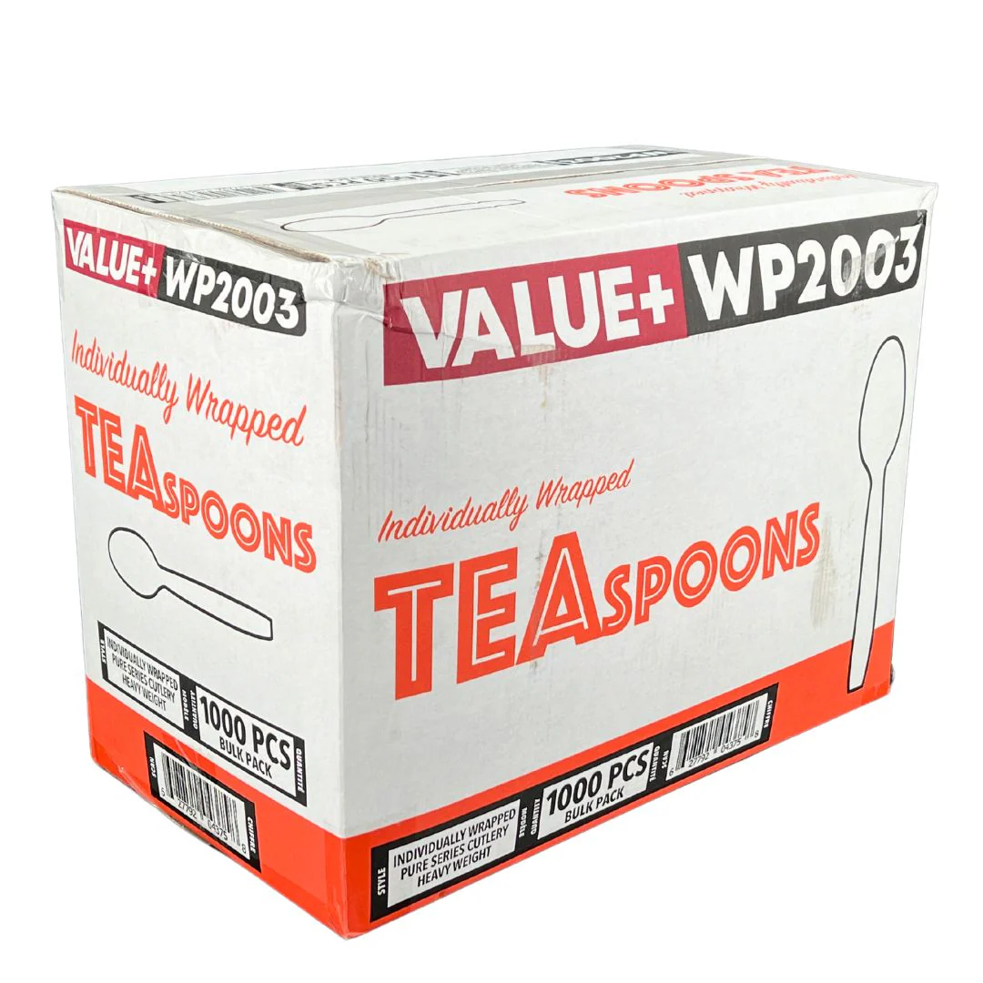 Value+ - Heavy - Plastic Tea Spoons - White - Ind. Wrapped - 1000 count - Image 3