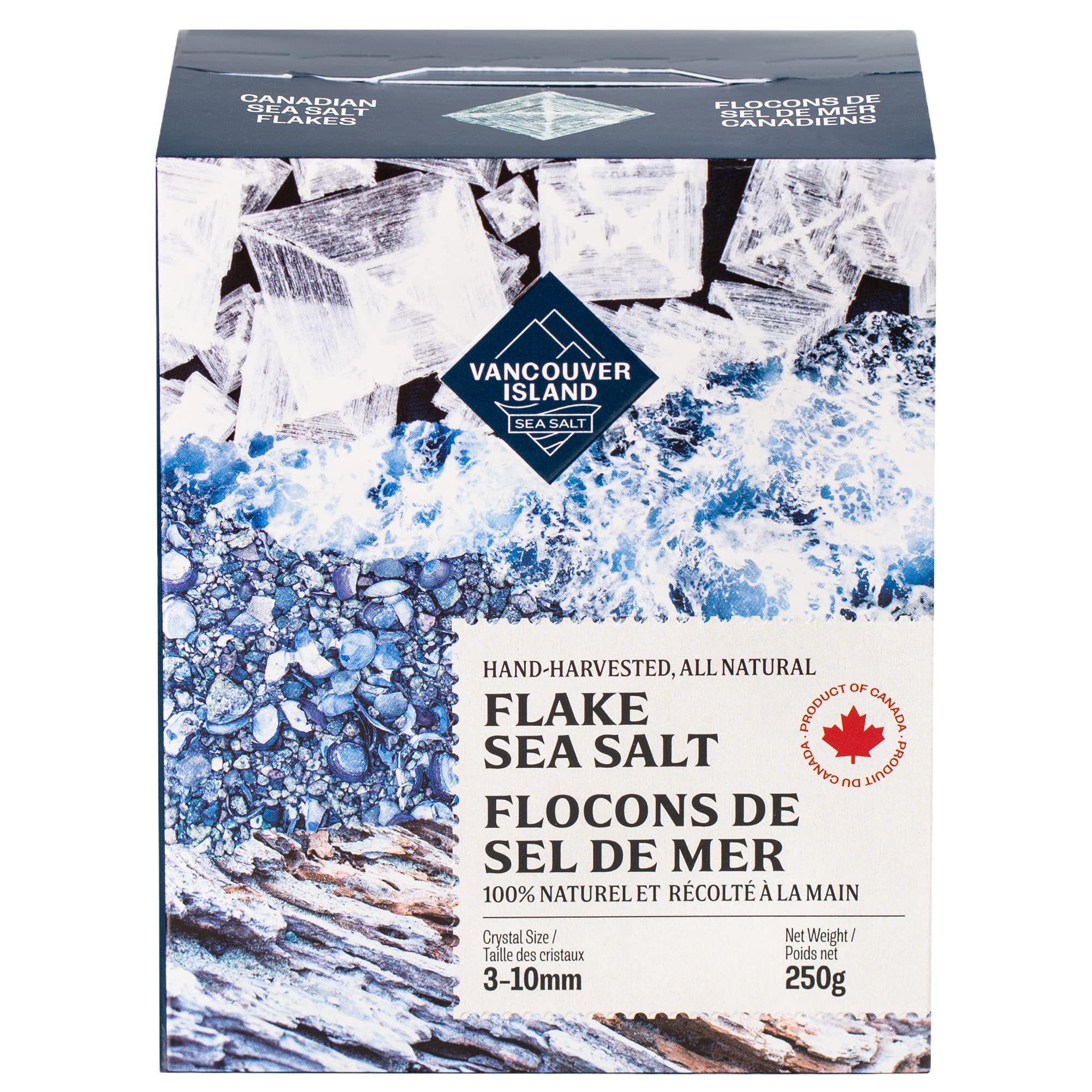 Vancouver Island Sea Salt - 2 x 250g Large Flakes - Hand-Harvested for Cooking, Baking & Finishing - Canadian Distribution - Ships Free Within Canada on Orders Above CAD $199