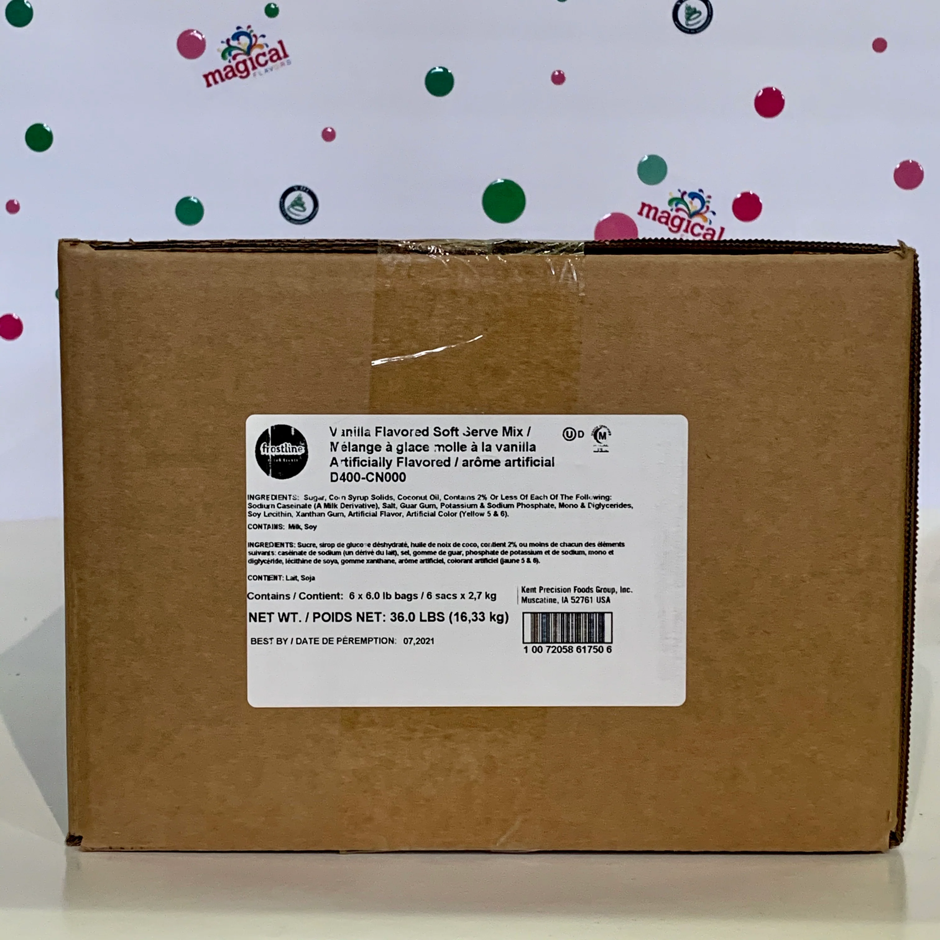 Frostline Vanilla Soft Serve Ice Cream Mix - 6 Lbs. Bag - Case (6 X 6 lbs. Bags) - 56 Cases per Pallet - Canadian Distributor - Ships Free Within Canada on Orders Above CAD $199 - Image 7