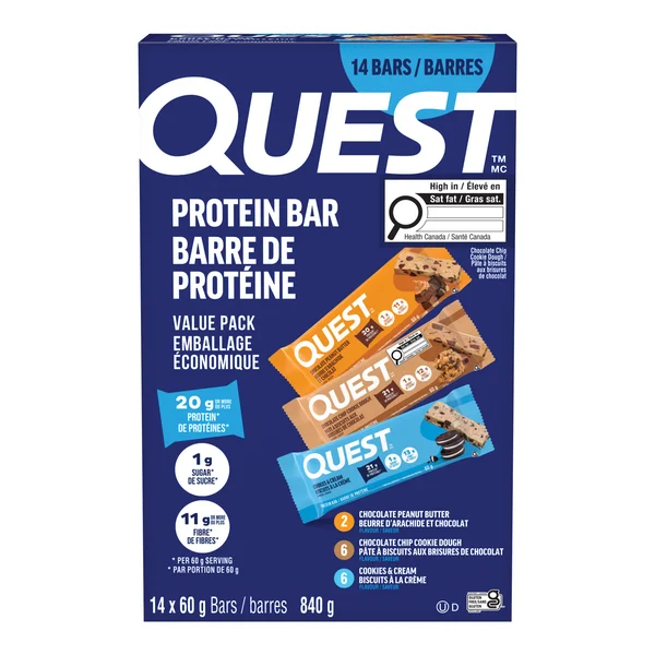 Variety Pack Protein Bars - 56 x 60 g - Quest - Canadian Distribution - Ships Free Within Canada on Orders Above CAD $199