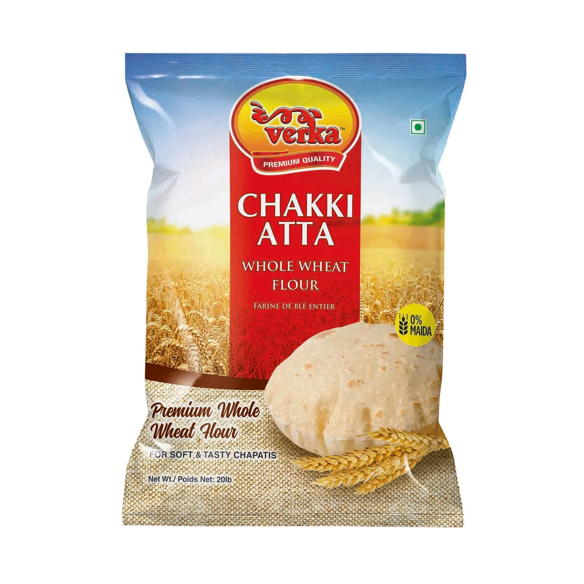 Verka Chakki Atta Whole Wheat Flour - 4 x 9.07 kg - Grocery and Food Items - Canadian Distribution - Ships Free Within Canada on Orders Above CAD $199