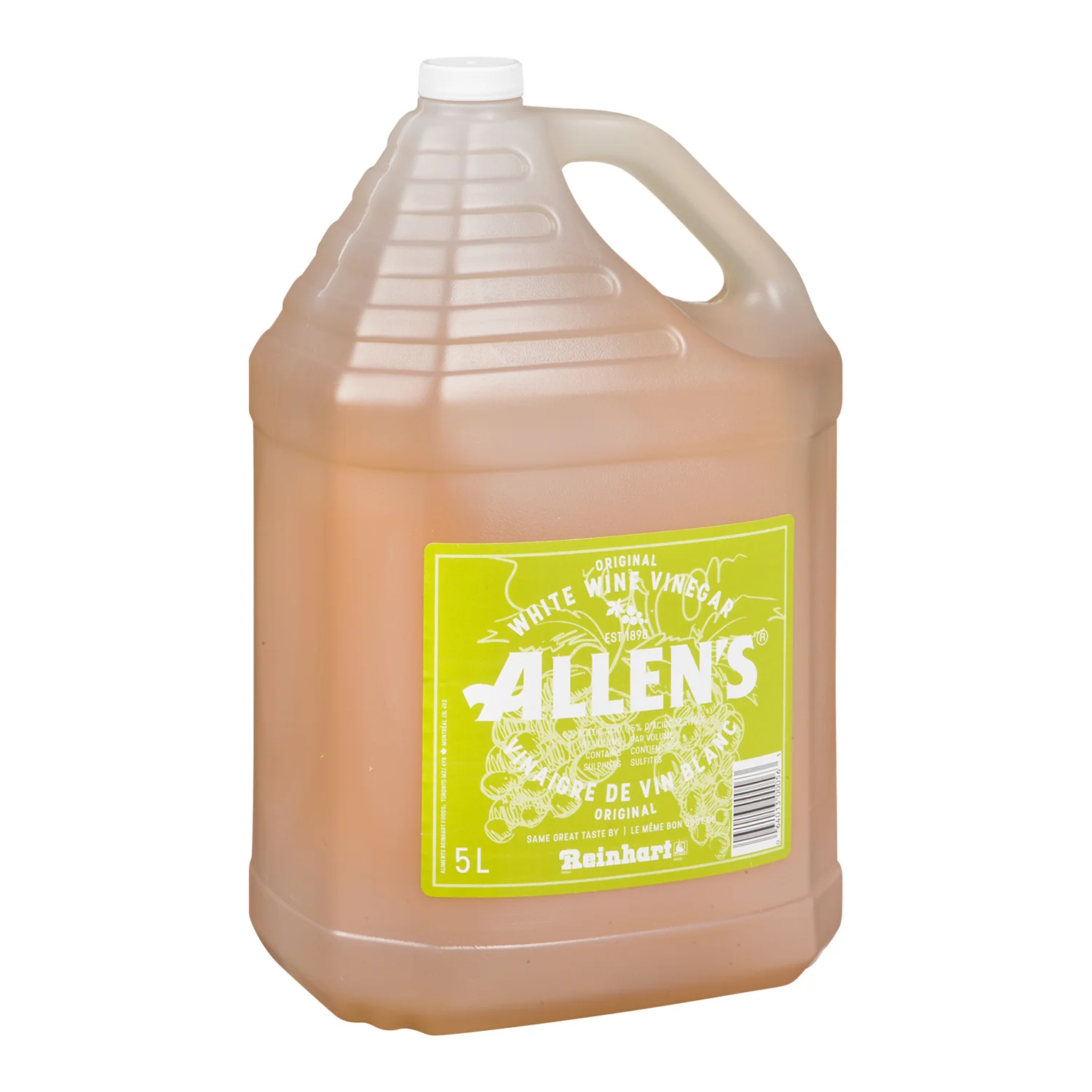 Vinegar White Wine - 2 x 5 L - Allens - Restaurant and Foodservice Ingredients - Canadian Distribution - Ships Free Within Canada on Orders Above CAD $199