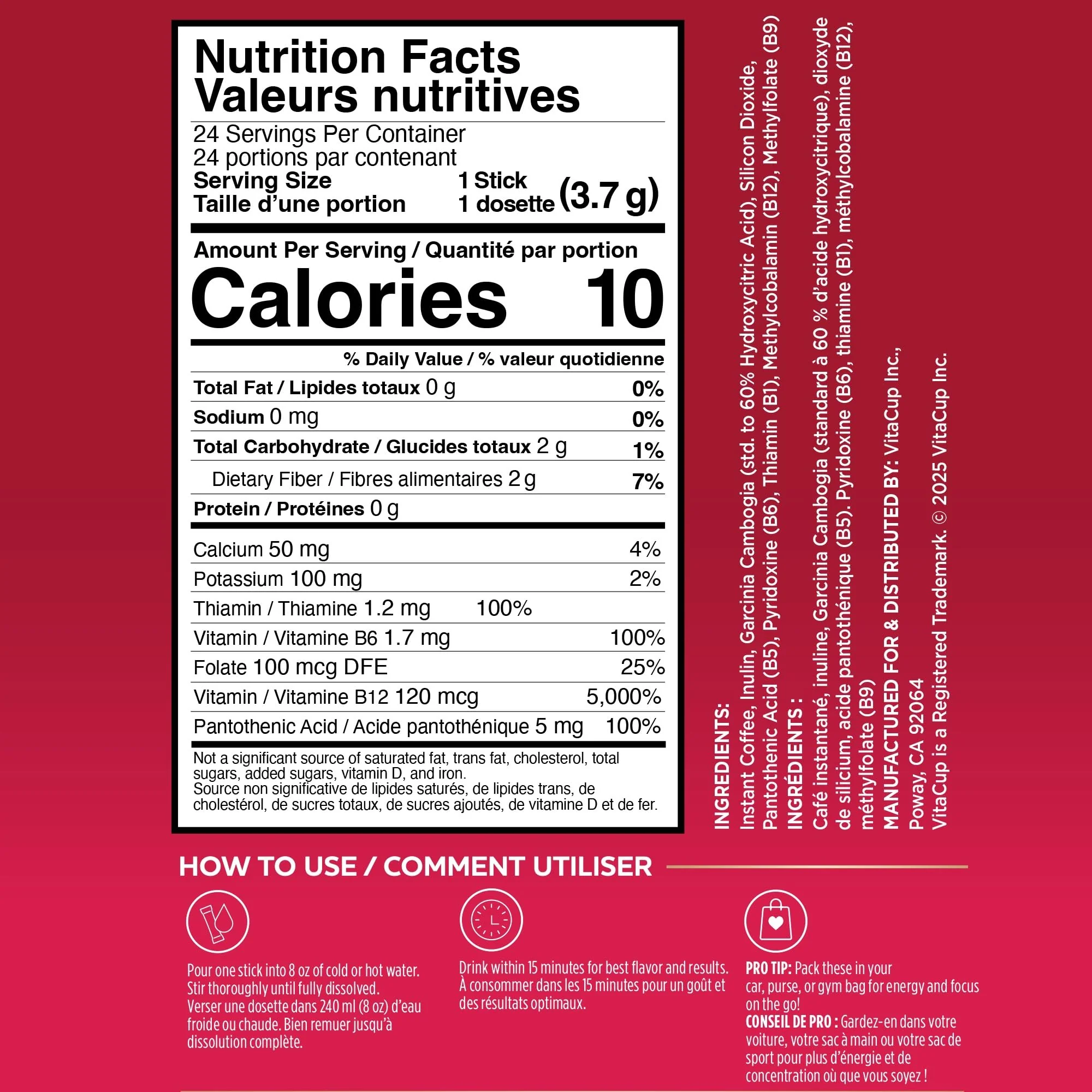 VitaCup – Slim Instant Coffee Packets – Medium Dark Roast – 24 Count – With ginseng and B vitamins - Canadian Distribution - Ships Free Within Canada on Orders Above CAD $199 - Image 7