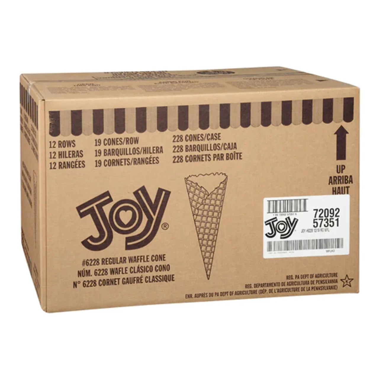Waffle Classic Regular #6228 | Joy Cone Co. | 12/19 Pack | 228 Count Per Case | Sold By The Pallet 42 Cases = 10994 Cones | Cones Distributor Canada - Image 3