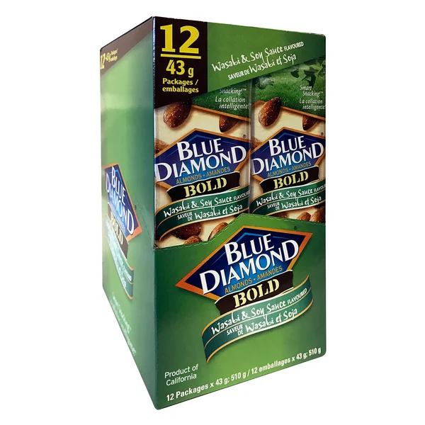 Wasabi and Soy Sauce Almonds - 48 × 43 g - Blue Diamond - Canadian Distribution - Ships Free Within Canada on Orders Above CAD $199 - Image 2
