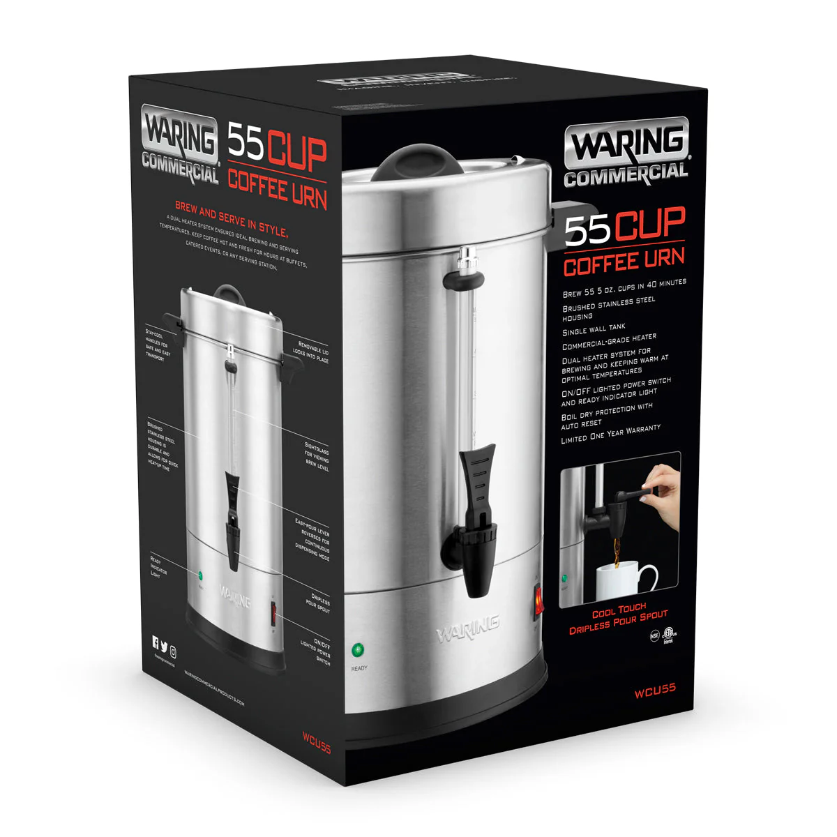 WCU55 55-Cup Stainless-Steel Coffee Urn by Waring Commercial - Image 3