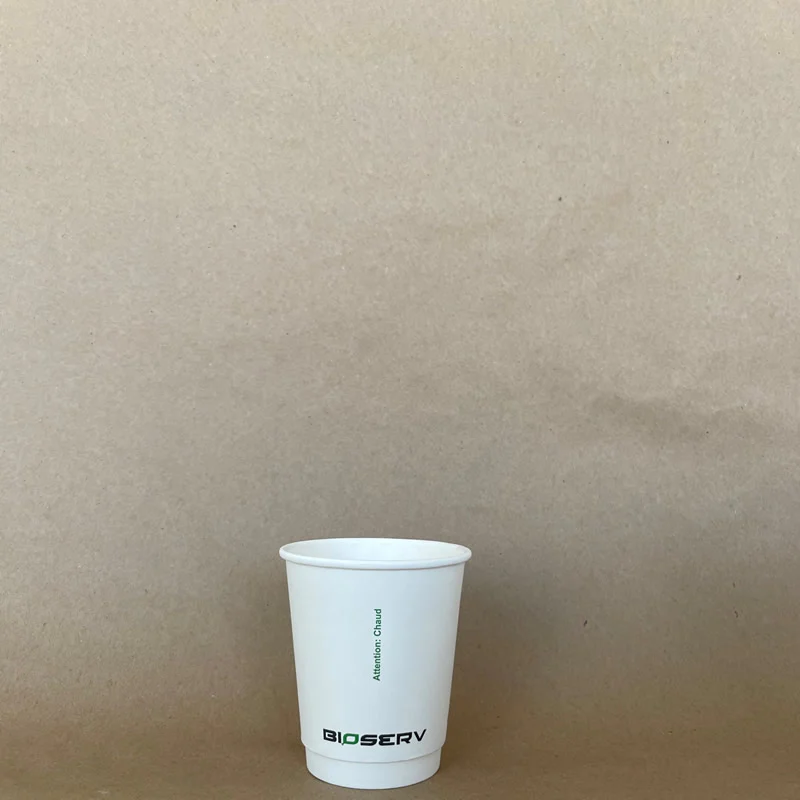 White Bioserv Double Wall AG Hot Cup - 8/10/12/16 oz - 500cs BPI - Disposable Take Away Food Packaging - Canadian Distribution - Image 2