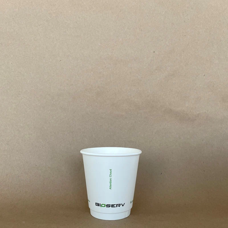 White Bioserv Double Wall AG Hot Cup - 8/10/12/16 oz - 500cs BPI - Disposable Take Away Food Packaging - Canadian Distribution - Image 3