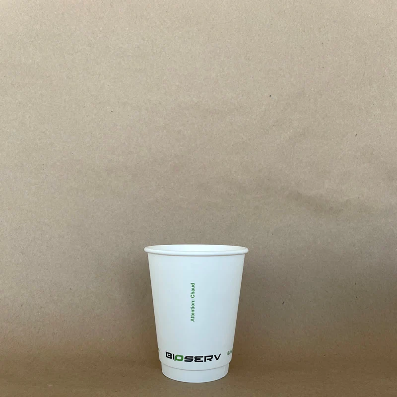 White Bioserv Double Wall AG Hot Cup - 8/10/12/16 oz - 500cs BPI - Disposable Take Away Food Packaging - Canadian Distribution - Image 4