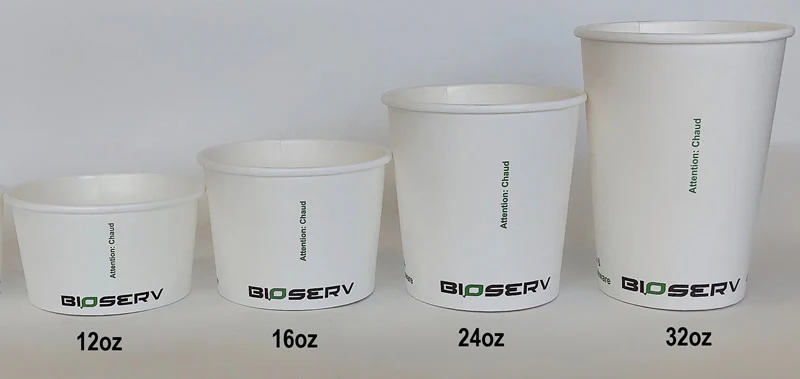 White Bioserv Soup Cup - 6/8/12/16/24/32 oz - 1000cs - Disposable Take Away Food Packaging - Canadian Distribution