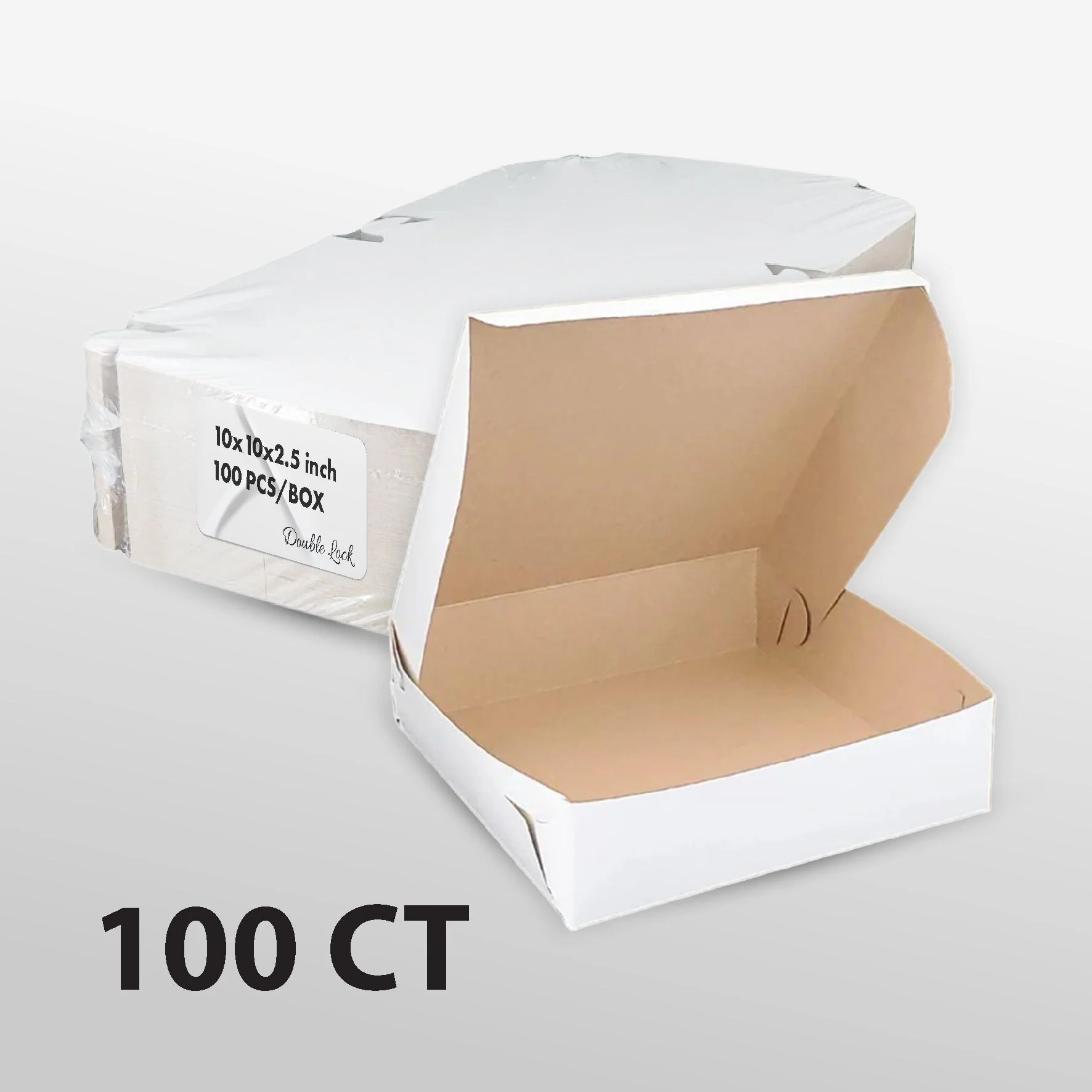 EB - White Cake Boxes - 10x10x2.5 - Image 2