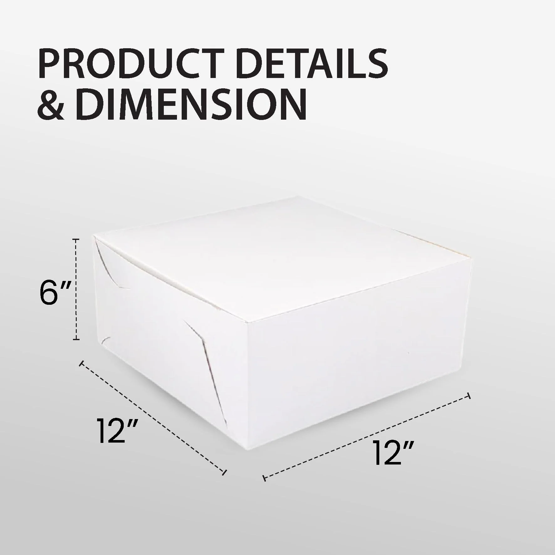 EB - White Cake Boxes - 12x12x6 - Image 2