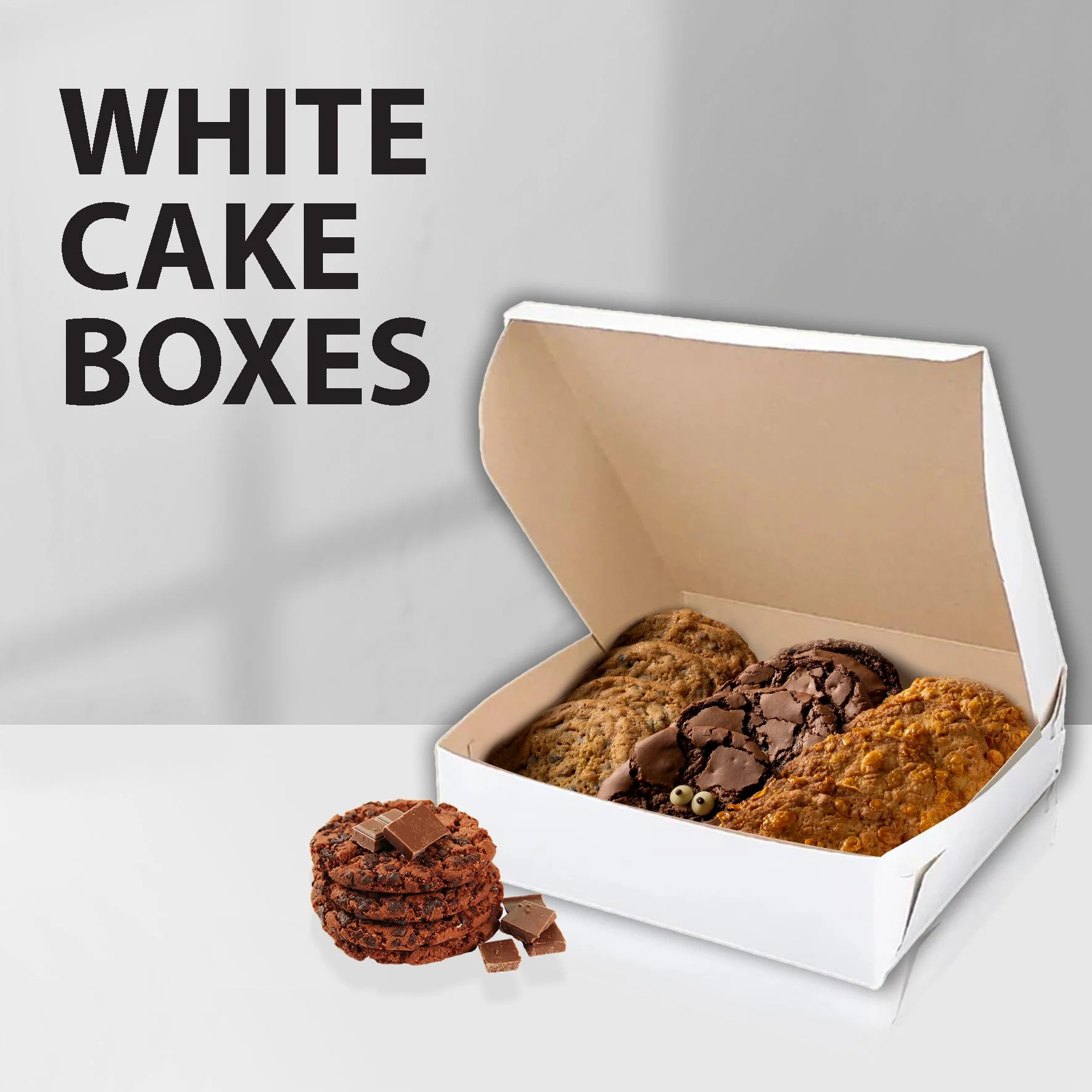 EB - White Cake Boxes - 8x8x1¾ - Image 2