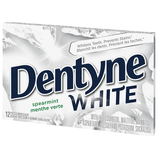 White Spearmint Sugar-free Gum - 48 x Packs of 12 - Dentyne - Canadian Distribution - Ships Free Within Canada on Orders Above CAD $199