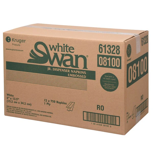 White Swan Jr. Dispenser 1 Ply Napkins - Pack of 9,000 - Disposables, Restaurant Packaging and Take-Out Supplies - Canadian Distribution - Ships Free Within Canada on Orders Above CAD $199