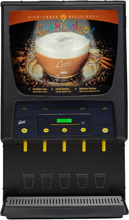 Wilbur Curtis PCGT5C300 - 5 Station Primo Cappuccino with Lift Door and three 5 lb & two 10 lb Hoppers