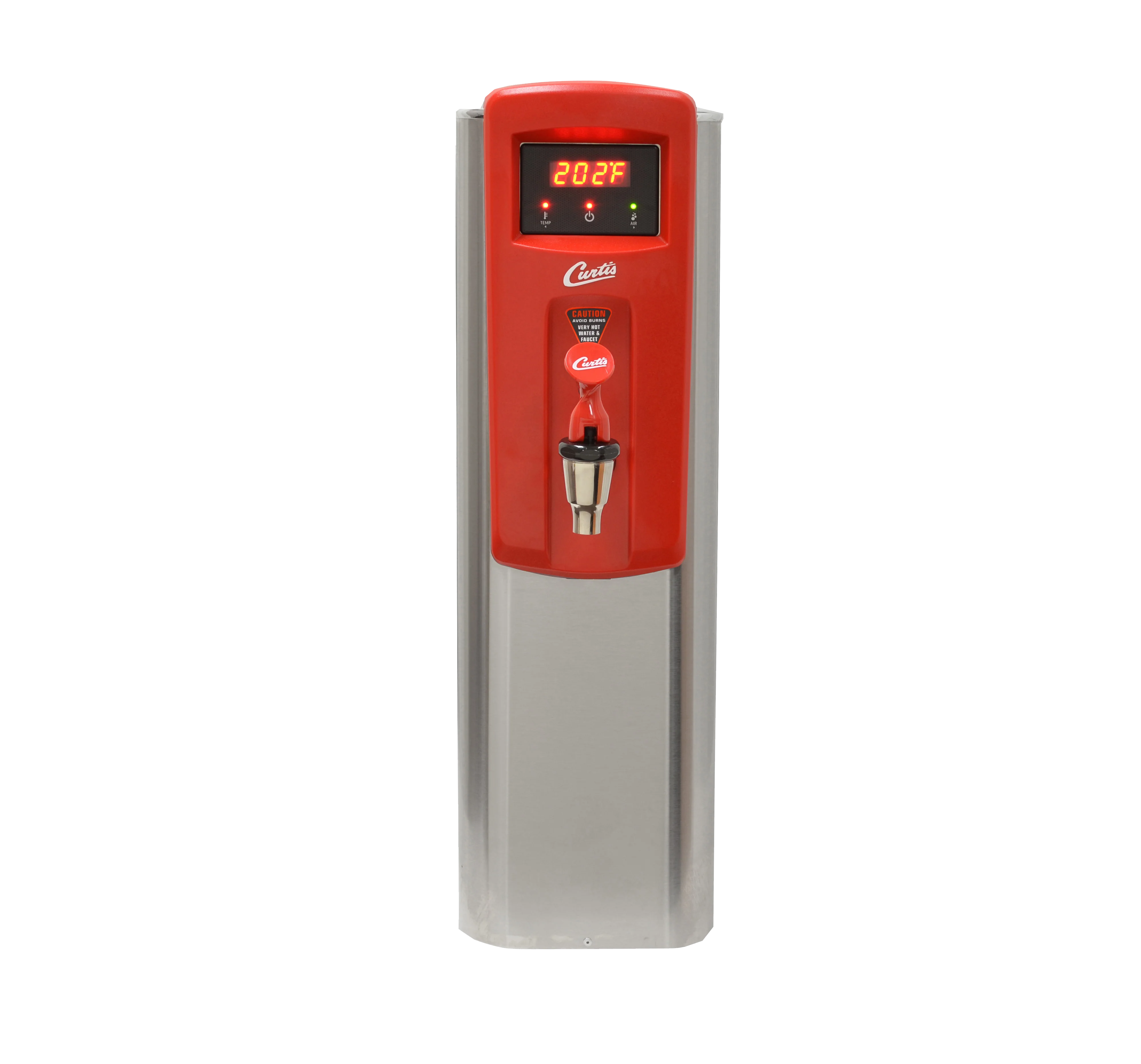 Wilbur Curtis WB5N/WB5NB - 5.0 Gal. Electric Narrow Hot Water Dispenser with Aerator and Lower Faucet (Black/Red) - Image 2