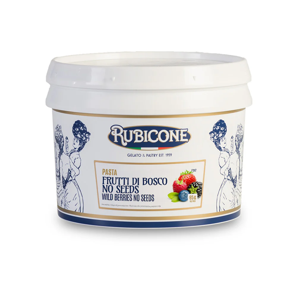 "PRE-ORDER" Wild Berries No Seeds Paste - Fruit Gelato Pastes - Case of 2 x 3 KG Buckets - Rubicone Canada - Ships Free Within Canada on Orders Above CAD $199