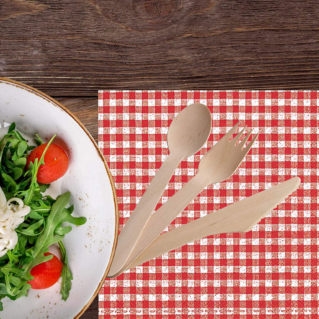 Wood Fork, Knife, Spoon and Napkin in Paper Bag - 500 Cutlery Sets - Sold By The Case - Image 3