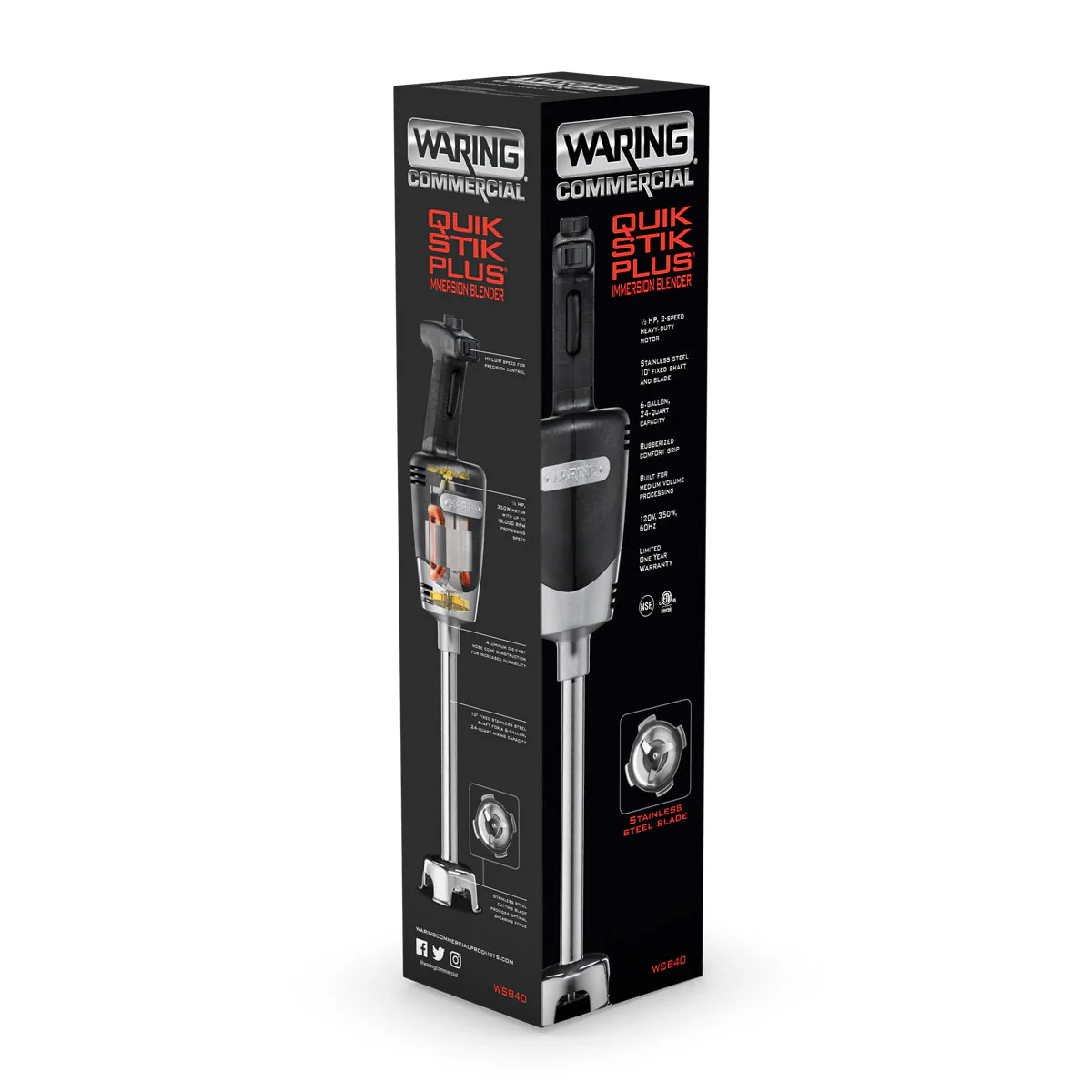 WSB40 - 10" Medium-Duty "Quick Stik Plus" Immersion Blender by Waring Commercial - Image 4