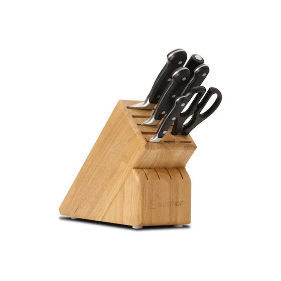 WUSTHOF Classic Natural Beech Knife Block with 6 Classic Pieces - Canadian Distribution