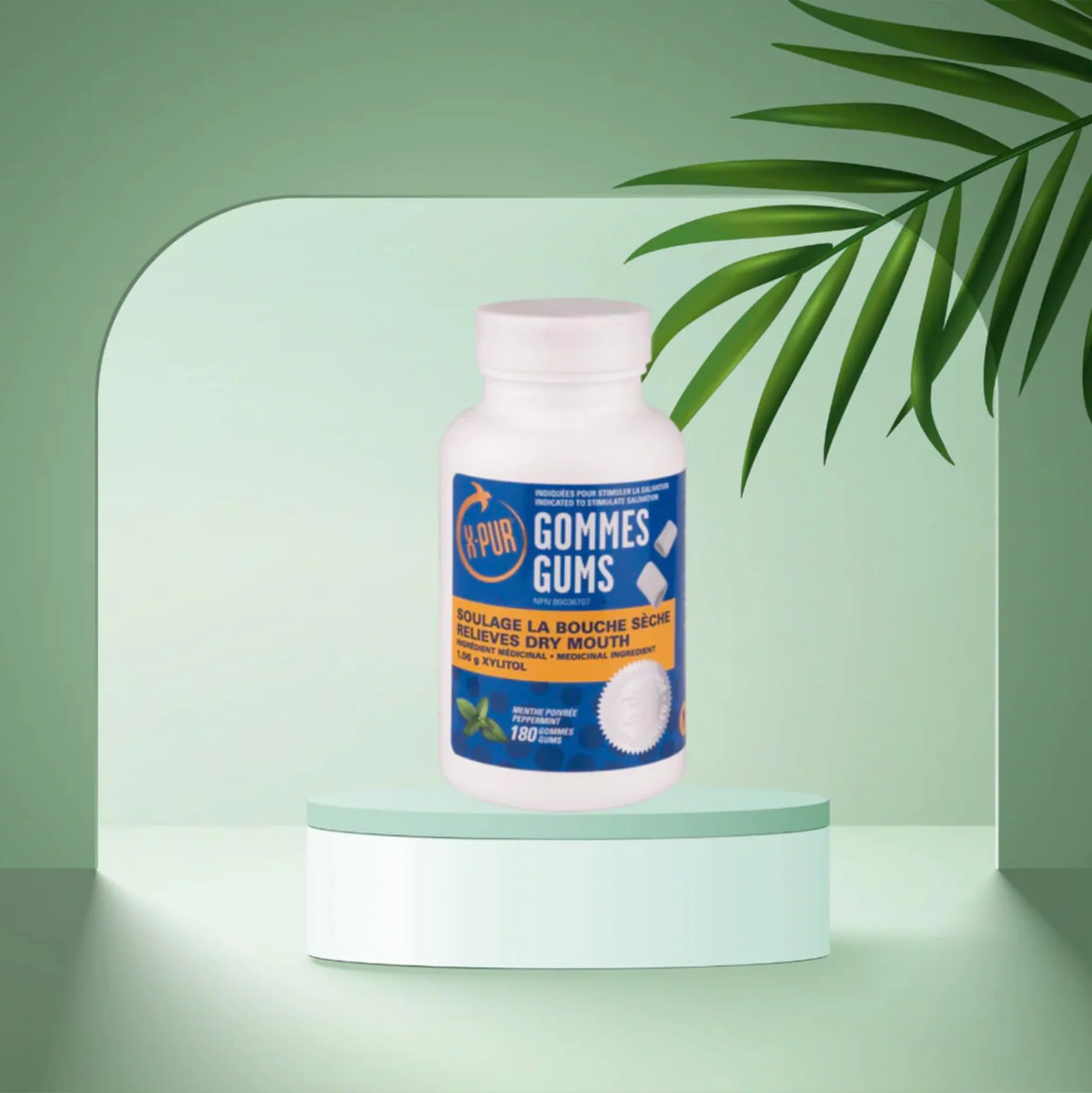 X PUR – Xylitol Gum – Peppermint – 180 Count – For dry mouth - Canadian Distribution - Ships Free Within Canada on Orders Above CAD $199 - Image 3