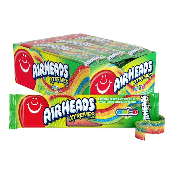 Xtreme Rainbow Belts - 72 × 57 g - Airheads - Canadian Distribution - Ships Free Within Canada on Orders Above CAD $199