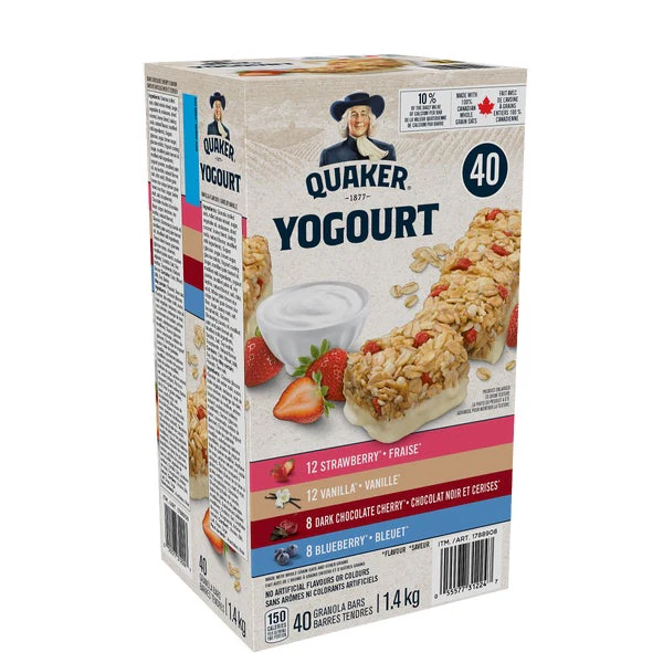Yogurt Bars - 160 x 31 g - Quaker - Canadian Distribution - Ships Free Within Canada on Orders Above CAD $199