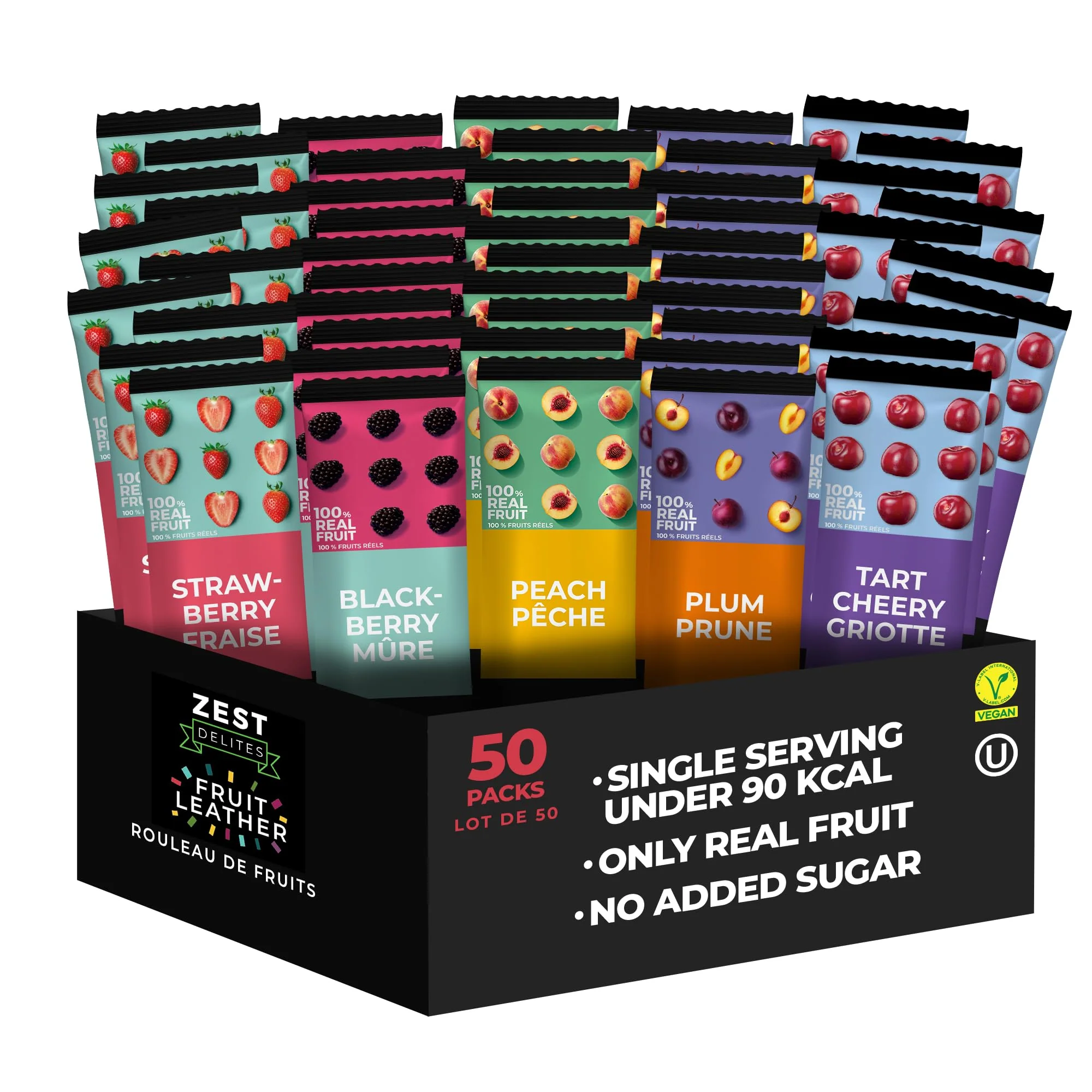Zest Delites – Fruit Leather Lavashak – Mixed Fruit – 50 × 25g – Individually wrapped - Canadian Distribution - Ships Free Within Canada on Orders Above CAD $199